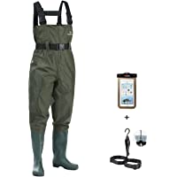 Los mejores  - FISHINGSIR Vadeador de Pesca para Hombre- Botas de Pesca- 100% Impermeable- Nylon y PVC con cinturón de vadeo